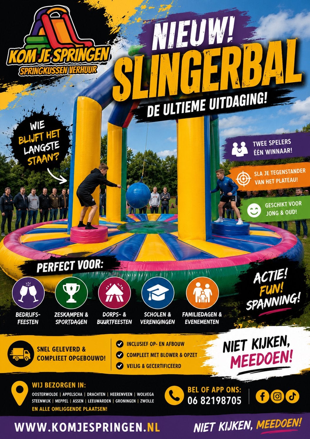 Slingerbal Springkussen Verhuur - De Ultieme Uitdaging!, Ophalen, Nieuw, Feestartikel, Overige