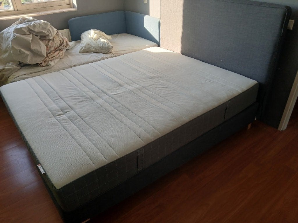 IKEA DUNVIK boxspring 160x200 – donkergrijs – perfecte staat, Huis en Inrichting, Slaapkamer | Boxsprings, Ophalen, Tweepersoons