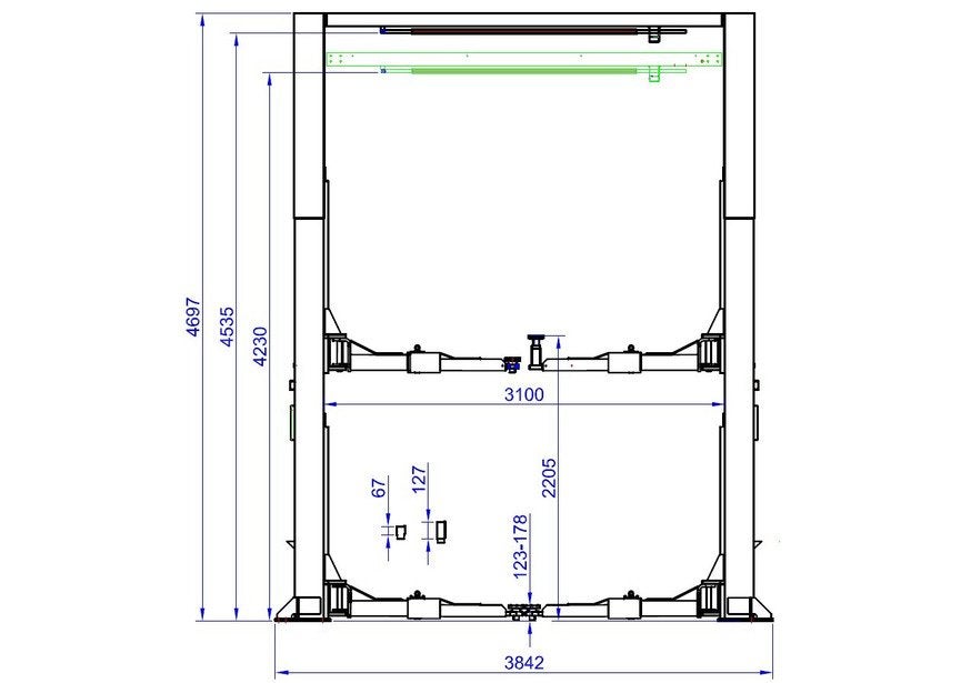 2-koloms hefbrug 6T all-in-one dubbel gewricht hoogte 4535mm, Ophalen, Nieuw