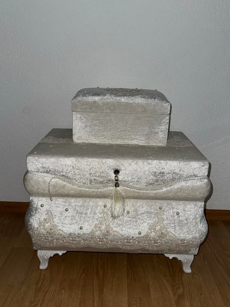 Decoratieve Opbergkist - Crème/Wit, Huis en Inrichting, Woonaccessoires | Kisten, Ophalen, Overige materialen, Minder dan 50 cm