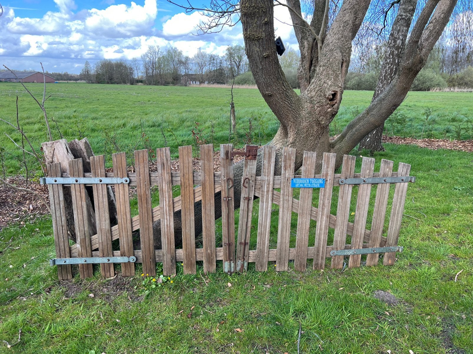 Dubbele hardhouten poort/hek, Ophalen, Gebruikt