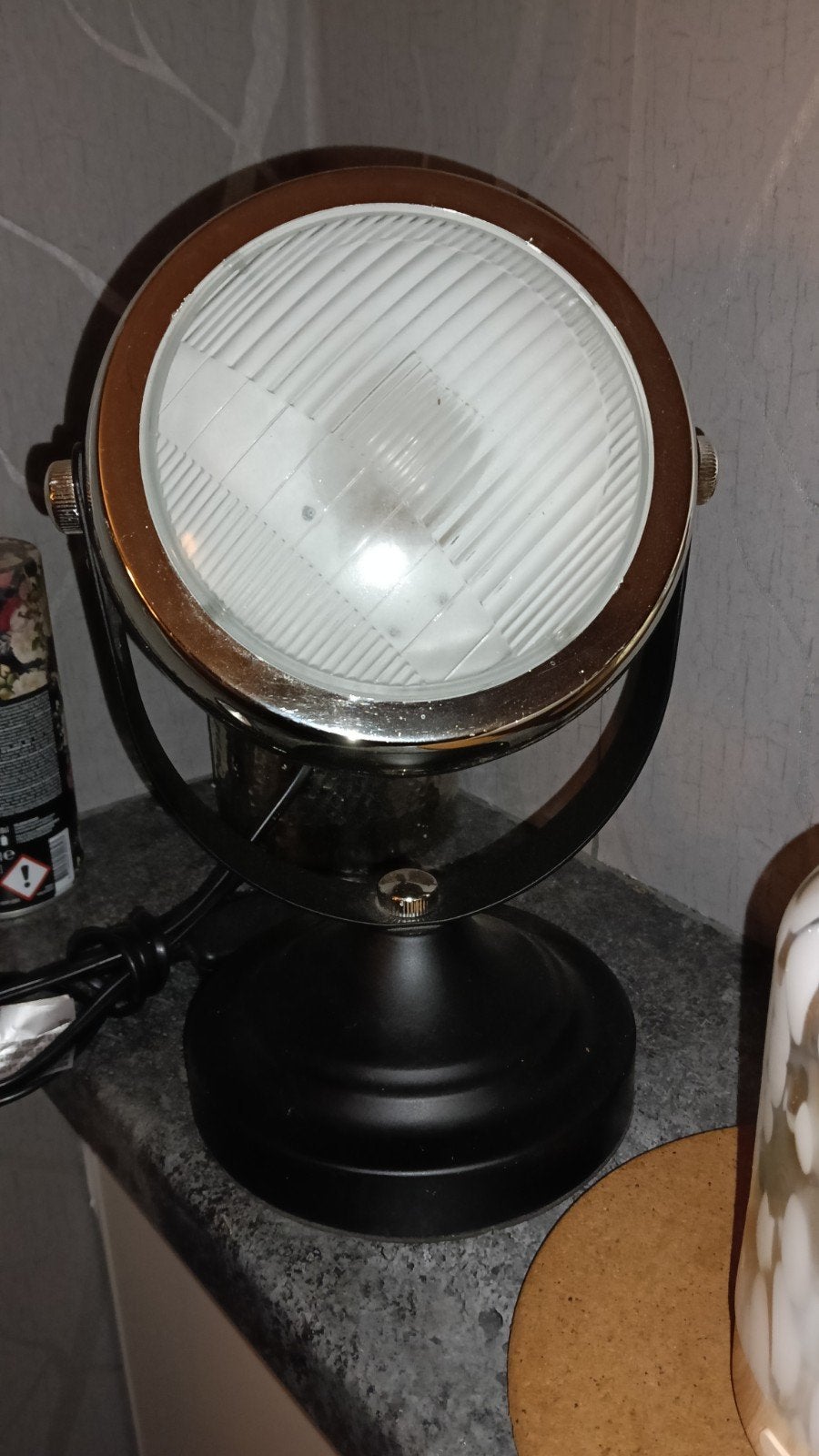 Stoere Industriële Tafellamp - Spotlight Design, Ophalen of Verzenden, Zwart, Glas, Industrieel