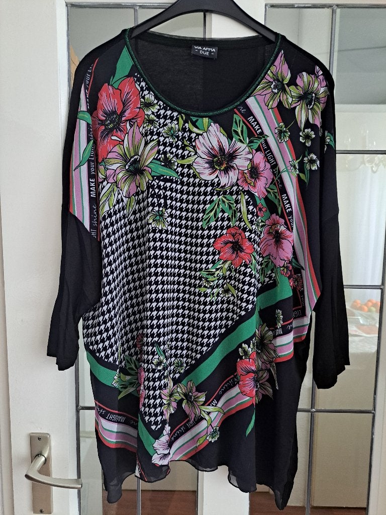 SUPER MOOI VIA APPIA DUE Tuniek  met Roze Bloemenprint, VIA APPIA DUE, Meerkleurig, Blouse of Tuniek, Ophalen of Verzenden