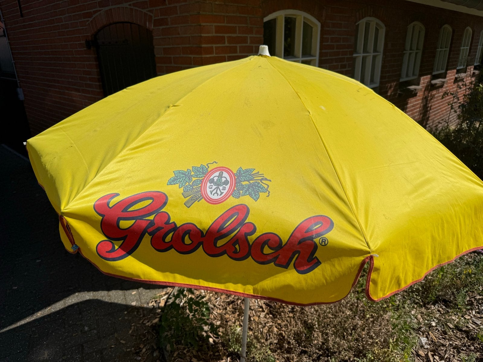 Grolsch parasol - collectors item, Ophalen, Gebruikt, 2 tot 3 meter, Stokparasol
