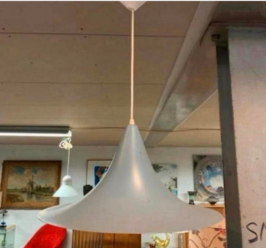 Lamp vintage Deense heksenhoed hanglamp uit jaren 60., Ophalen of Verzenden, Zo goed als nieuw