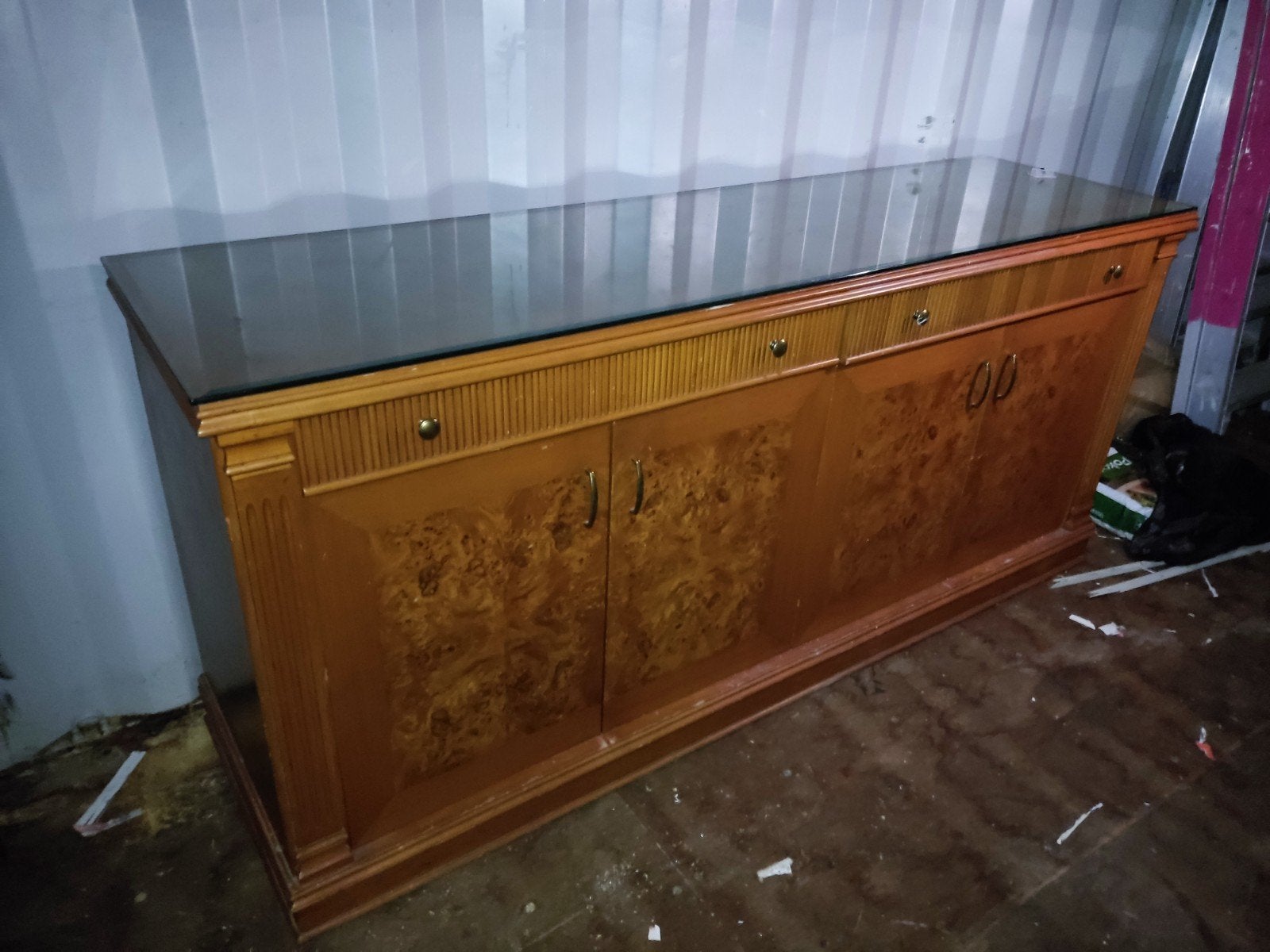 Antiek dressoir met glazen plaat retro vintage, Ophalen, Gebruikt, 25 tot 50 cm
