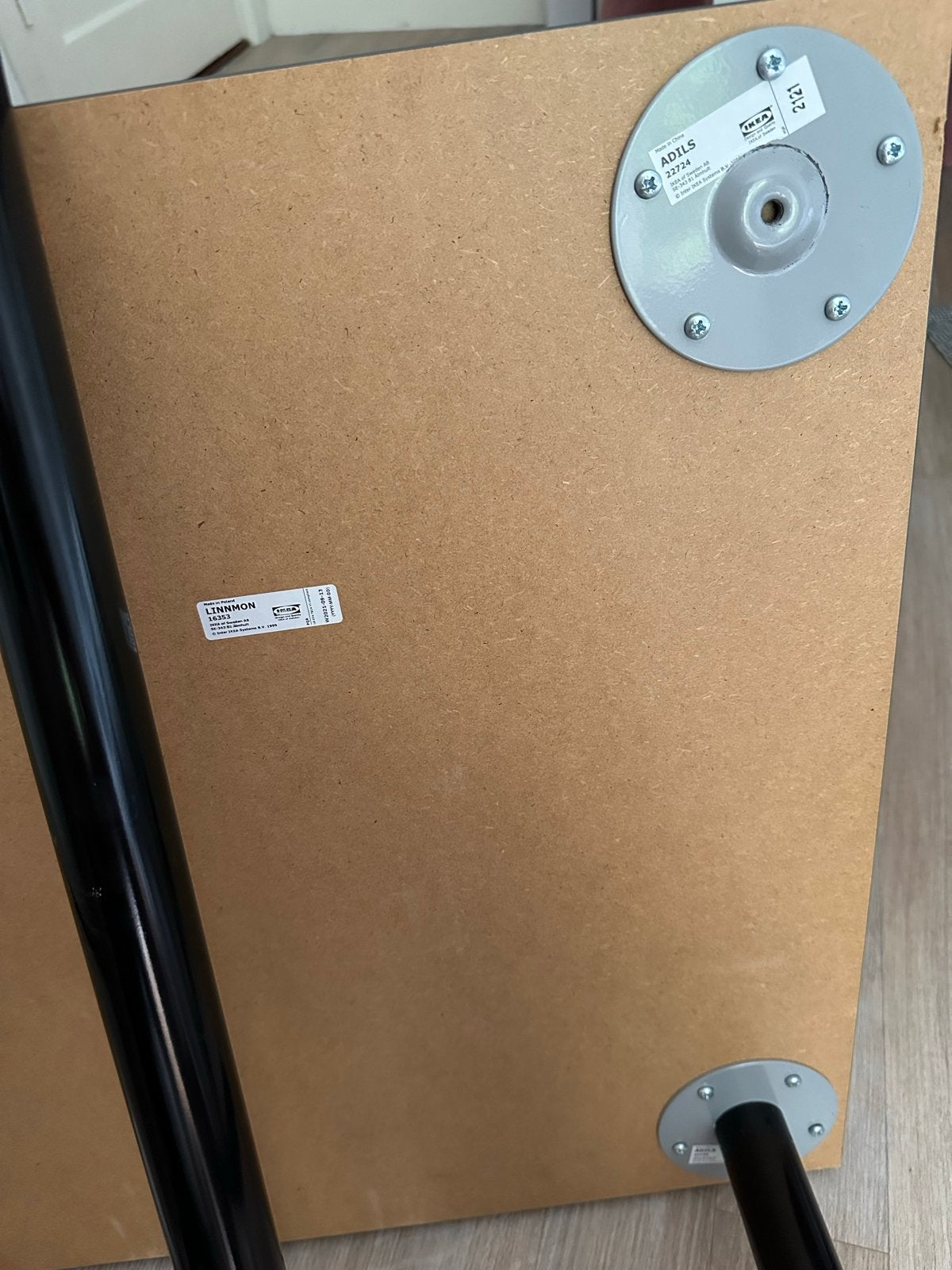 IKEA Linnmon / Adils Bureau - Grijs met Zwarte Poten, Ophalen, Demontabel, Gebruikt, Spaanplaat of MDF
