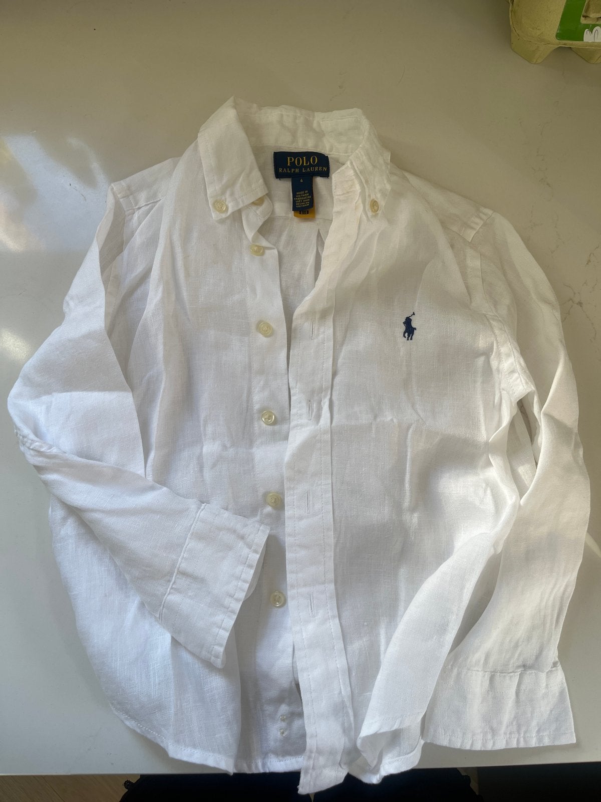 Ralph Lauren linnen overhemd size 4/104, Ophalen, Zo goed als nieuw, Jongen of Meisje, Overhemd of Blouse