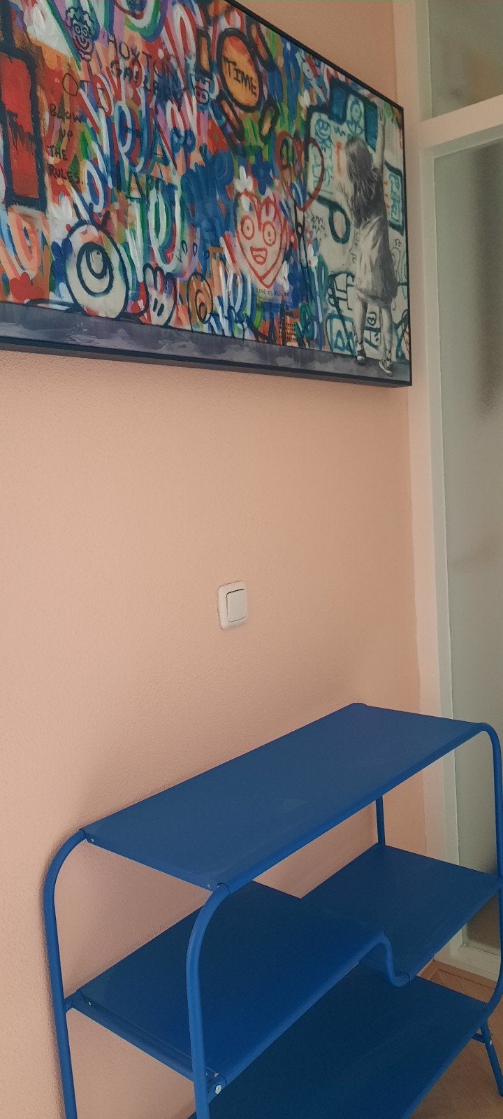 Schilderij kunststof 120x60 cm en Kwantum tafeltje, Ophalen, Zo goed als nieuw, Kunststof