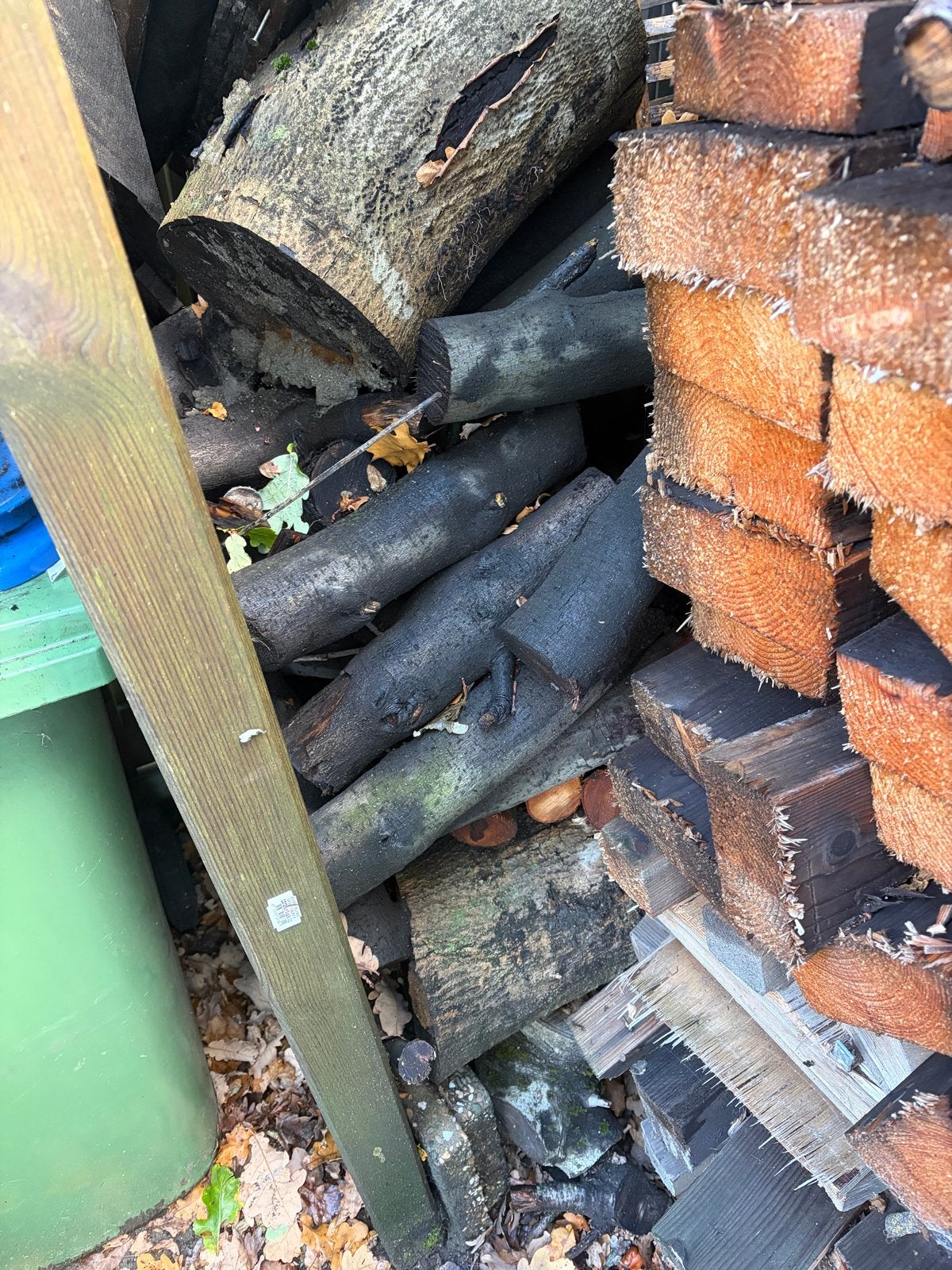 2 Houthokken met gemengd stookhout en stammen, 3 tot 6 m³, Ophalen, Beukenhout, Blokken
