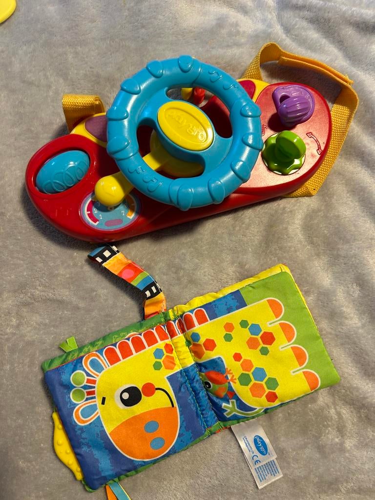 Playgro speelstuur en stoffen boekje, Ophalen of Verzenden, Gebruikt, Overige typen