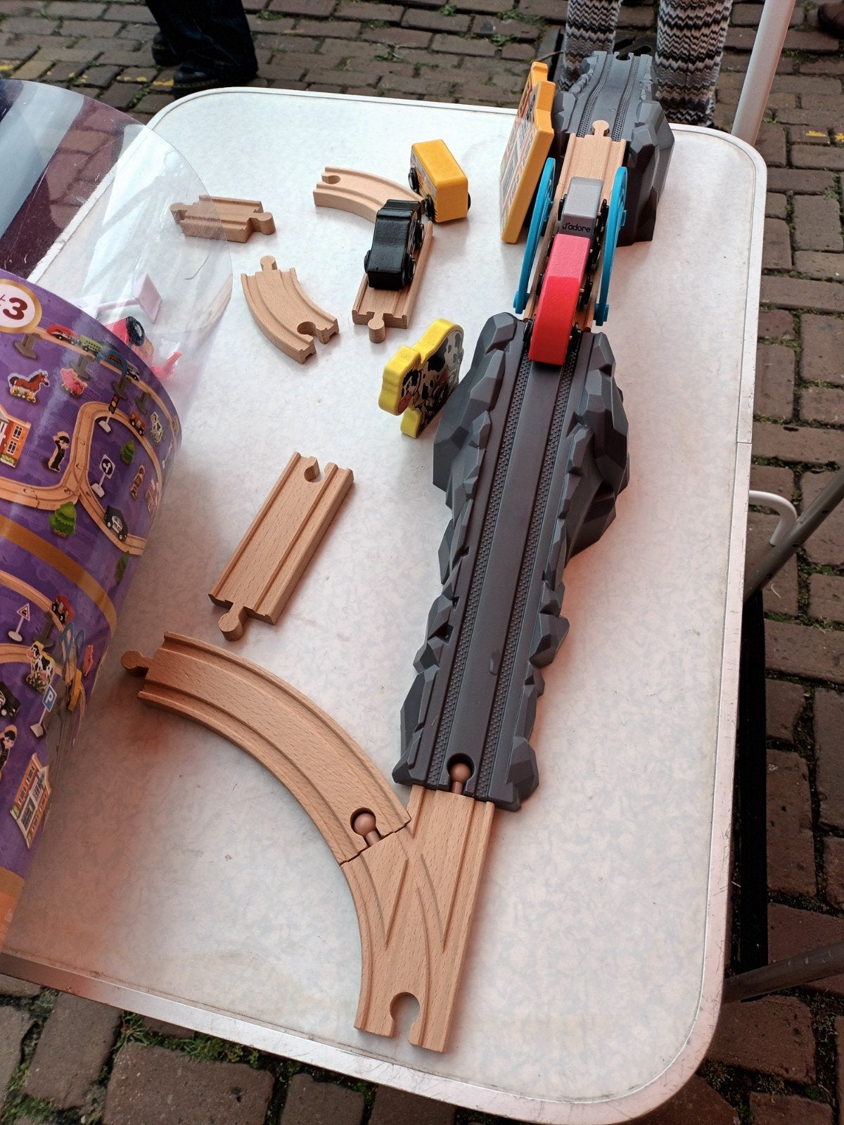 J'adore Beukenhouten Treinset met Brug en Auto's (70 st.), Ophalen, Gebruikt, Bouwen