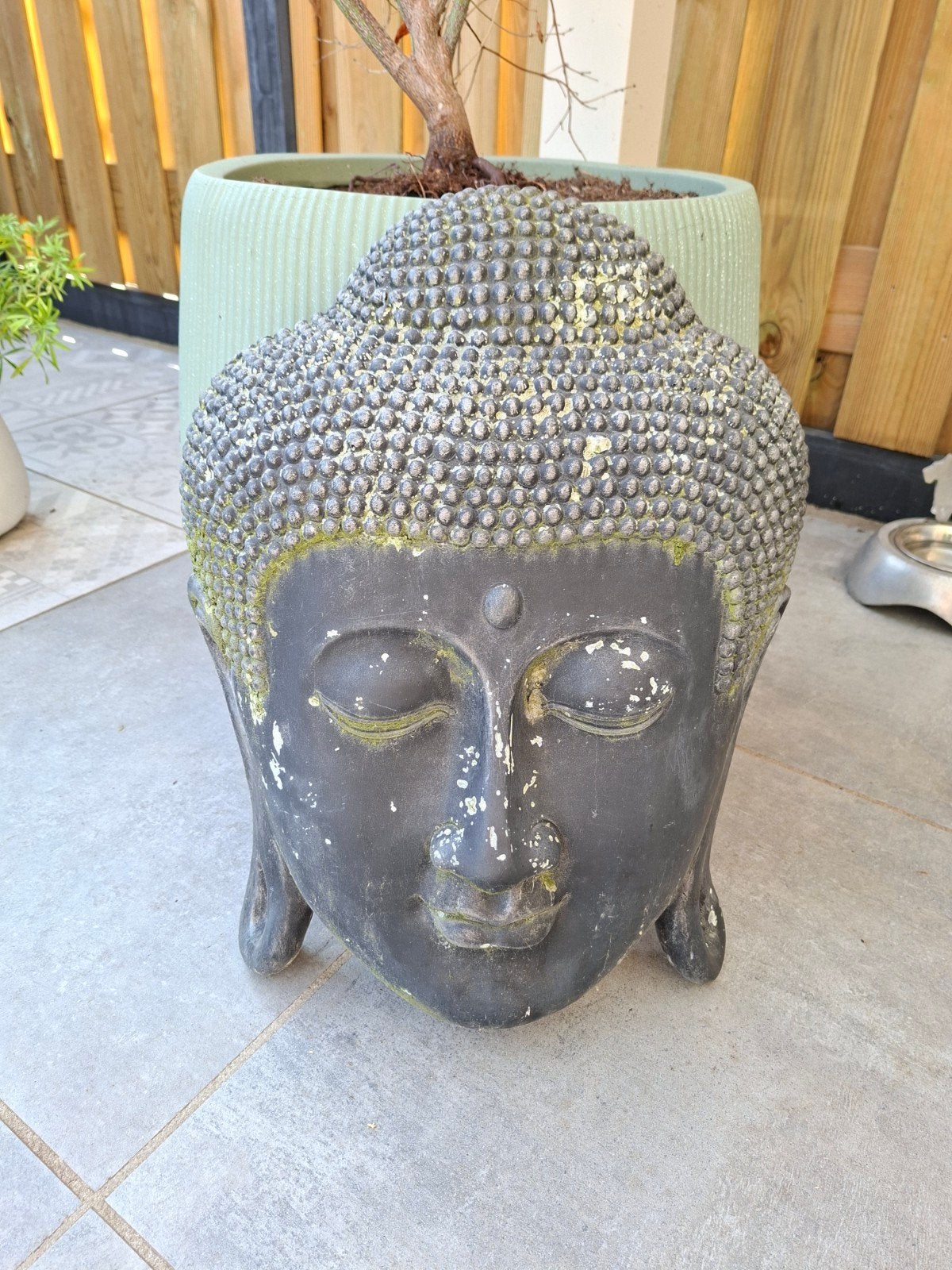 Boeddha hoofd decoratie - Steen/keramiek, Ophalen, Gebruikt, Steen/keramiek, Zwart