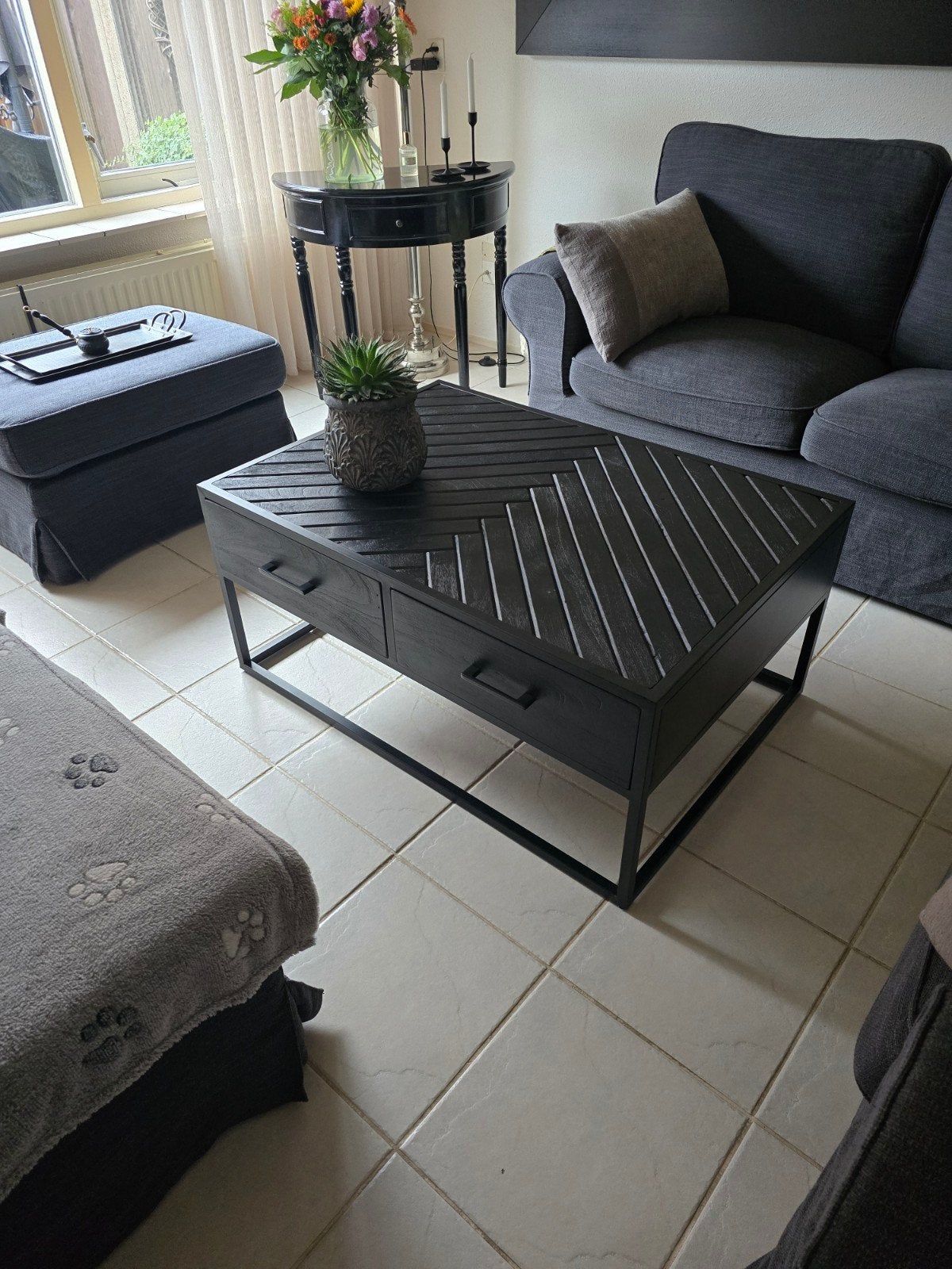 Salon tafel kleur zwart, 50 tot 100 cm, Zo goed als nieuw, Rechthoekig, 50 tot 100 cm