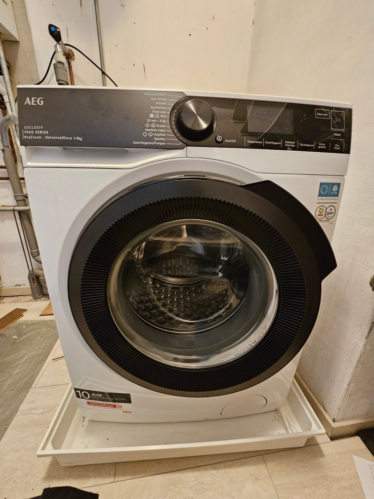 AEG 7000 Serie ProSteam Wasmachine 9KG – Klasse A, Witgoed en Apparatuur, Wasmachines, Zo goed als nieuw, 8 tot 10 kg, 85 tot 90 cm