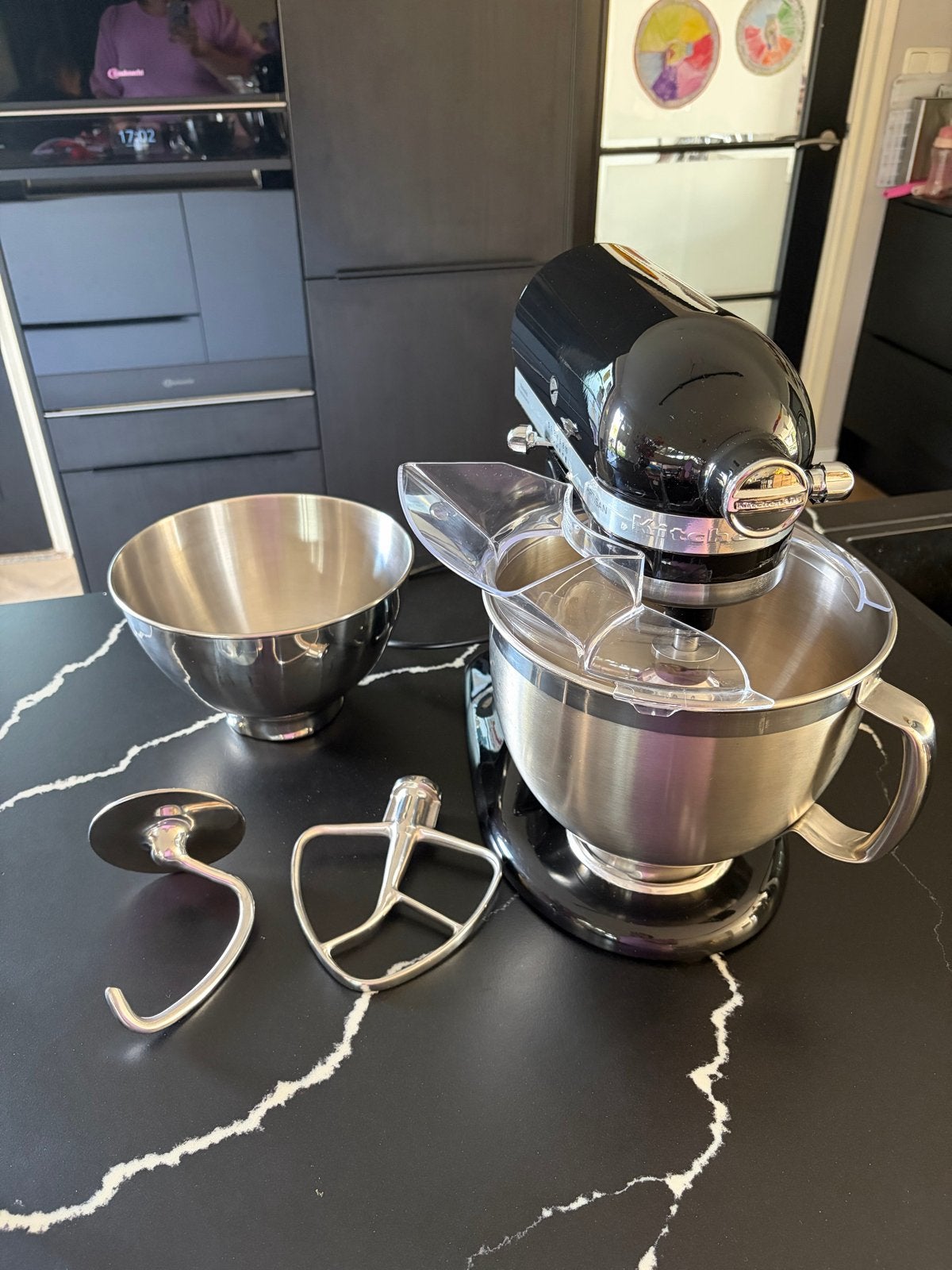 KitchenAid Artisan Keukenmixer Zwart-  Nieuw, Ophalen, Zo goed als nieuw, Vaatwasserbestendig, 3 snelheden of meer