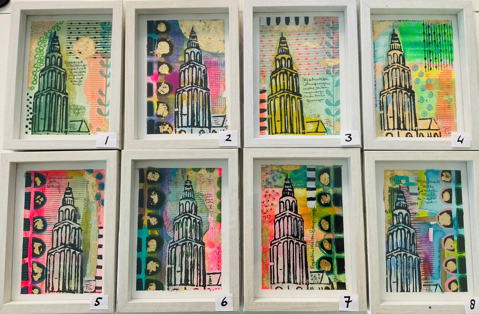 Schilderijtje martinitoren in lijst, Huis en Inrichting, Ophalen of Verzenden, Nieuw, Minder dan 50 cm, Schilderij