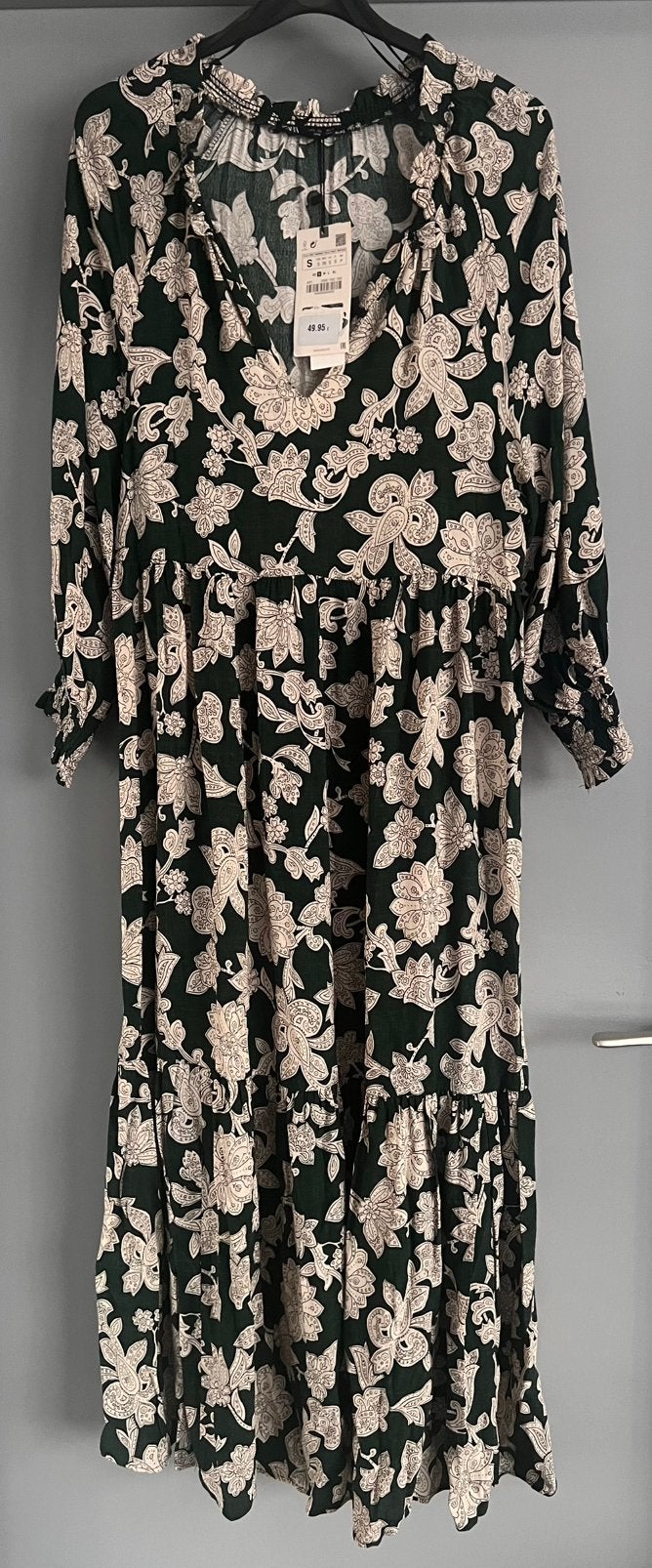 Zara lange jurk met bloemprint van viscose - maat S, Nieuw, Ophalen of Verzenden, Maat 36 (S), Onder de knie