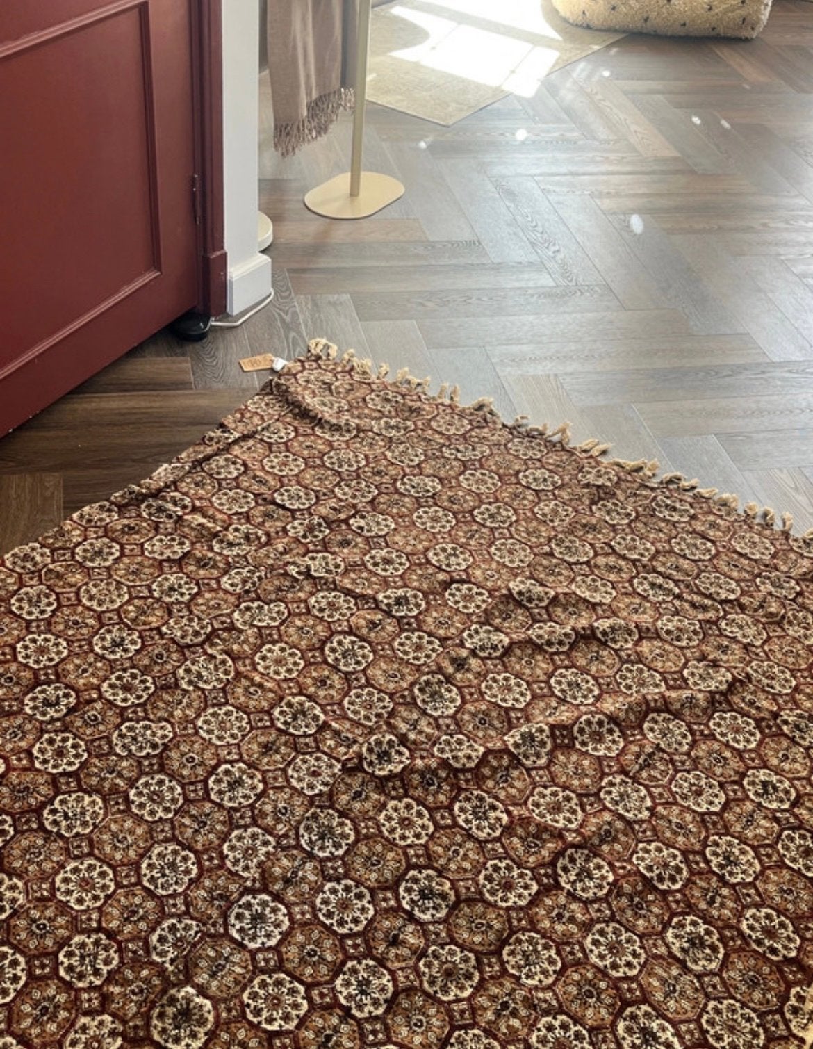 Robuust vloerkleed/plaid uit India, nieuw, Huis en Inrichting, 100 tot 150 cm, Bruin, Nieuw, Ophalen of Verzenden