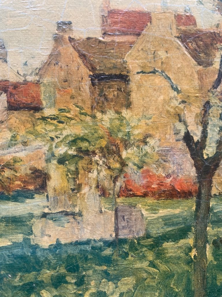 Schilderij, Antiek en Kunst, Doek, Bijzondere lijst, Impressionistisch, Ophalen of Verzenden