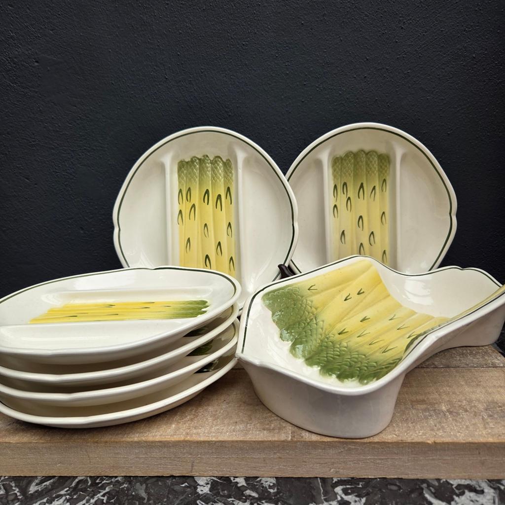 Salins Frankrijk, vintage asperge servies - 7-delig, Ophalen of Verzenden