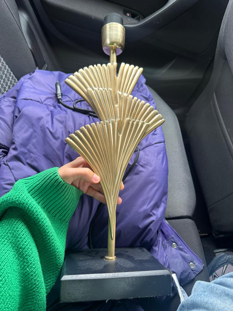Vintage Tafellamp Goudkleurig Metaal Art Deco Stijl, Huis en Inrichting, Lampen | Tafellampen, Ophalen of Verzenden, Gebruikt