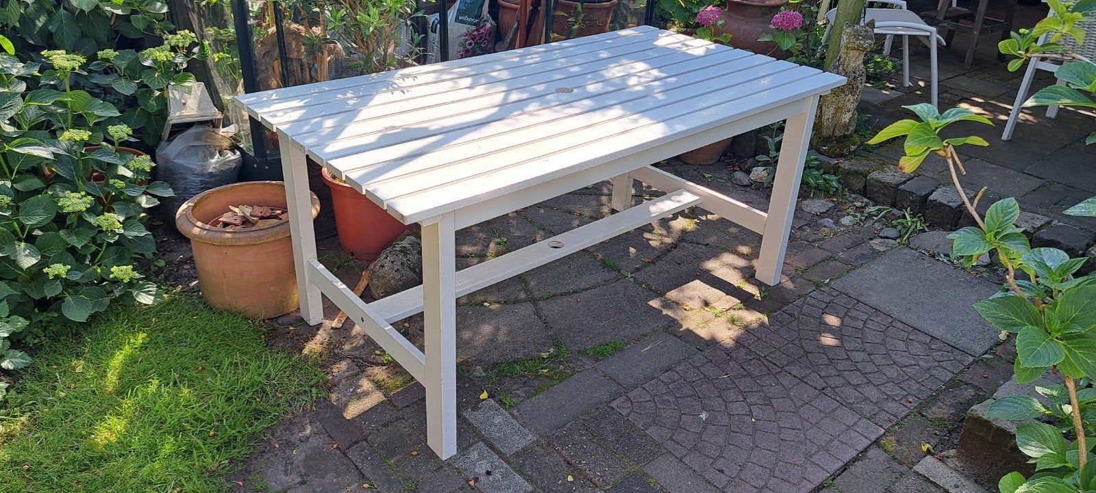 Acaciahouten tafel 152x80x70 cm, demontabel, goede staat, Ophalen of Verzenden