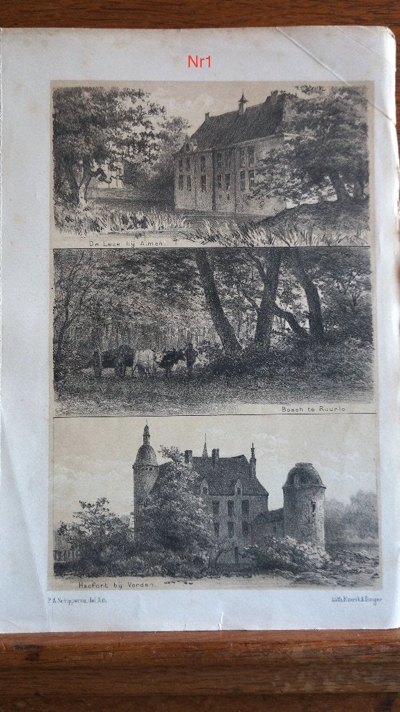 Antieke Litho's 26x18cm. Per stuk te koop., Ophalen of Verzenden