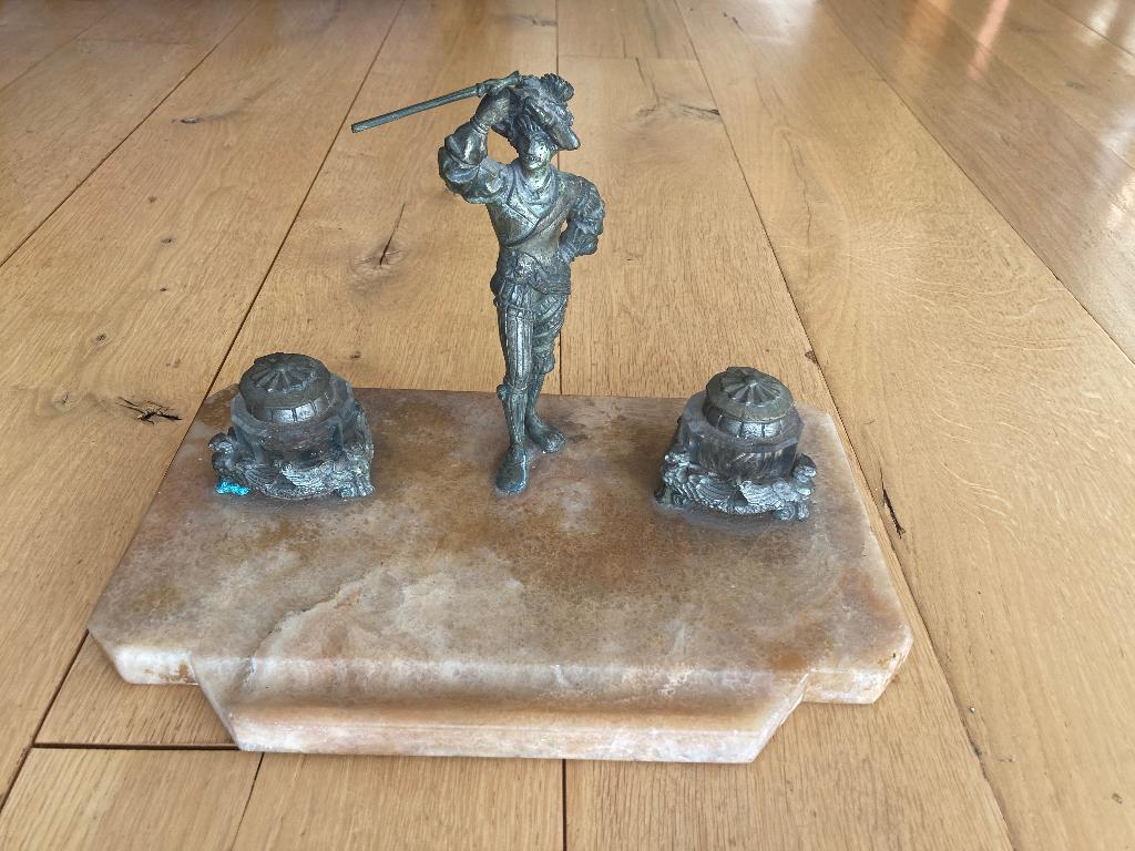 Antieke inktpotten met pennenhouder, Antiek en Kunst, Curiosa en Brocante, Ophalen
