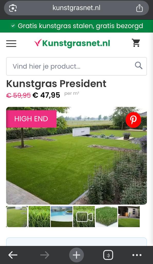 *** NIEUW HOOGWAARDIG Kunstgras 260 x 150 ***, Tuin en Terras, Gras en Kunstgras, Nieuw, Kunstgras, Minder dan 10 m², Ophalen