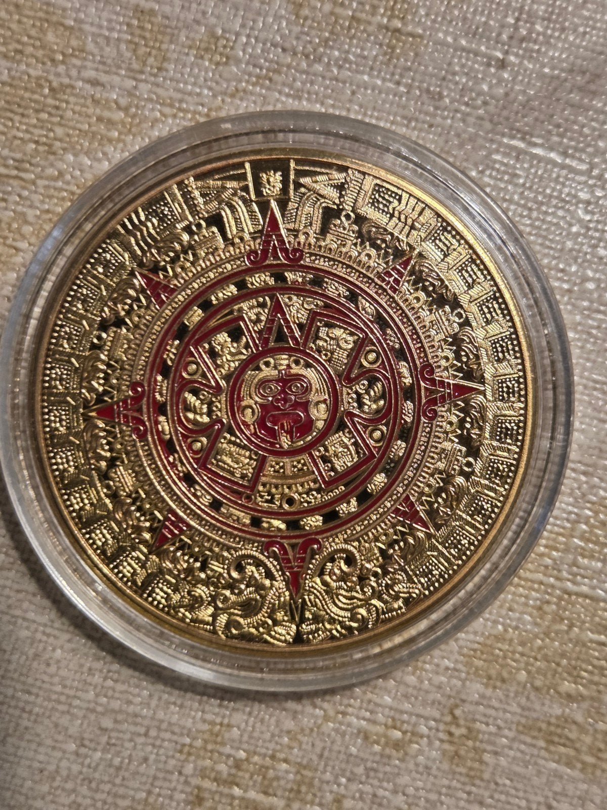 Azteekse Kalender Goudkleurige munt, Munt - Replica, Ophalen of Verzenden, Nieuw