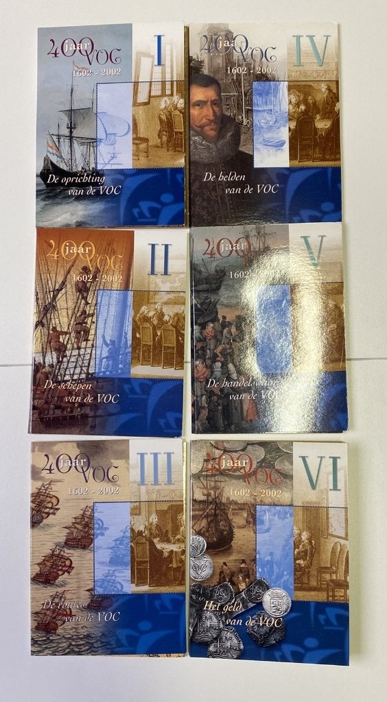 Complete Serie 400 Jaar VOC Muntsets (Deel I t/m VI)– KNM BU, Setje, Koningin Beatrix, Zilver, Euro's