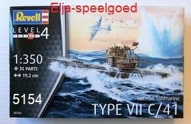 Modelbouw Revell Duitse duikboot TYPE VII C-41 1:350 - 5154, Ophalen of Verzenden, Nieuw, 1:200 of kleiner, Revell