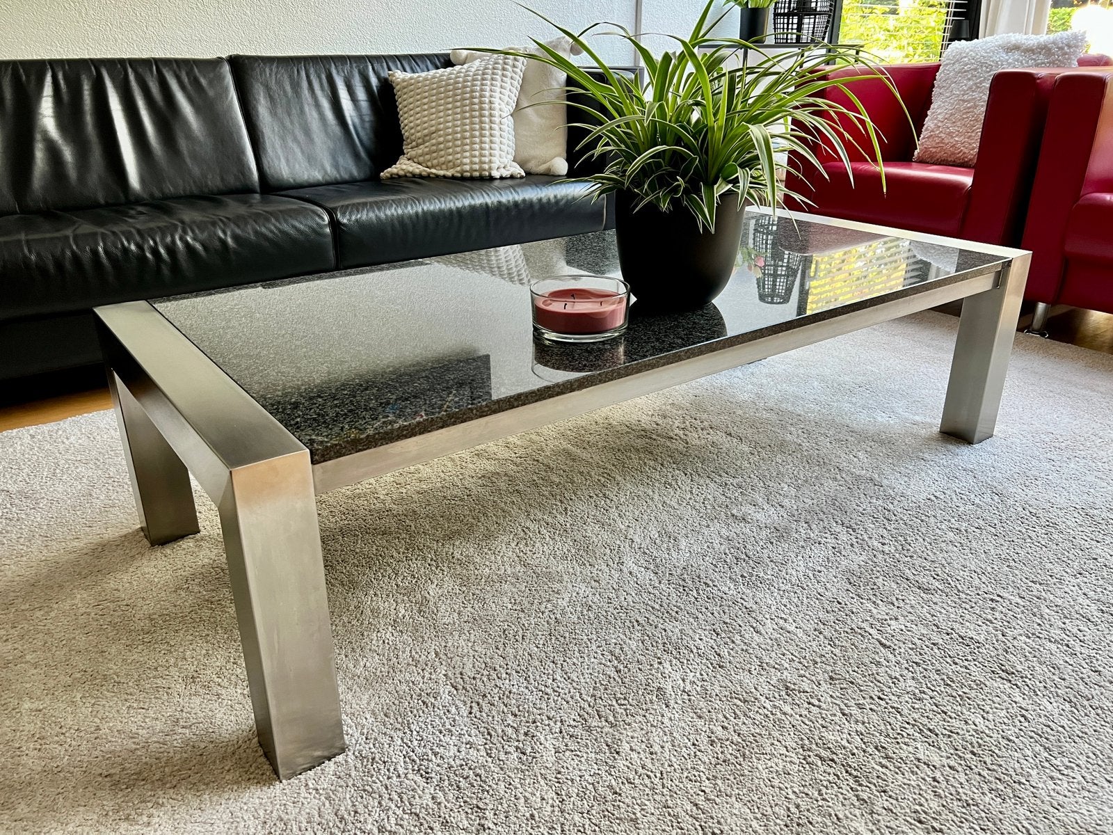 Prachtige moderne zwaar granieten salontafel als nieuw!, Huis en Inrichting, Tafels | Salontafels, Ophalen, Overige materialen