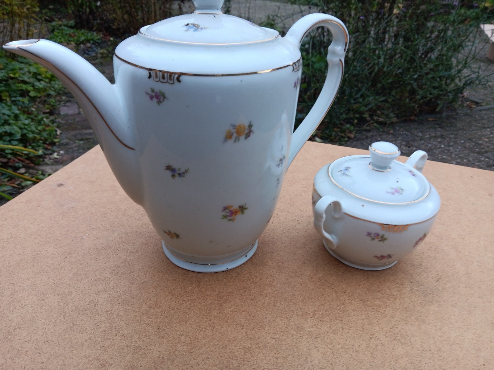 Vintage Bavaria Porseleinen Koffiepot en Suikerpot, Ophalen