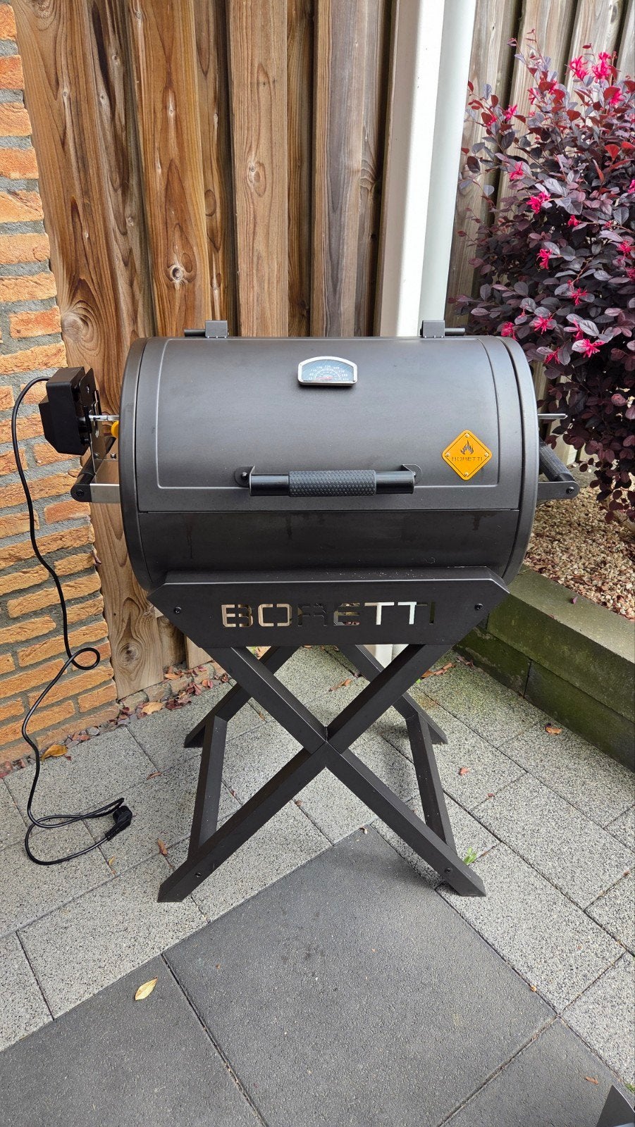 Boretti Fratello houtskool Barbecue . Rotisserie, hoes enz., Ophalen, Zo goed als nieuw, Boretti, Met accessoires