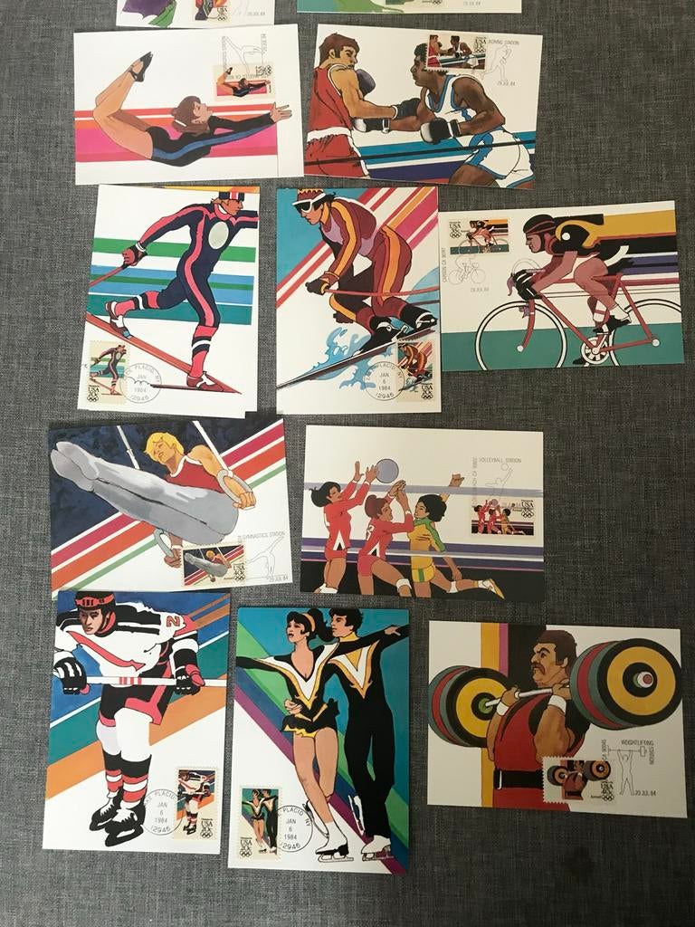 Olympische Spelen 1984 Los Angeles - Set van 10 kaarten, Verzamelen, Ophalen of Verzenden, 1980 tot heden, Ongelopen, Sport en Spel