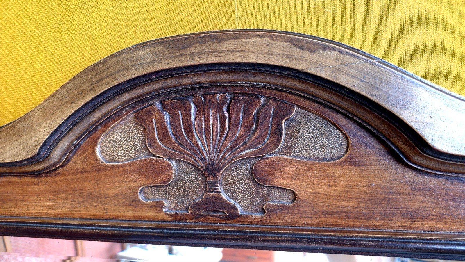 Antieke Jugendstil spiegel met tegels H92 B72 D6, Ophalen, Rechthoekig, 50 tot 100 cm, 100 tot 150 cm