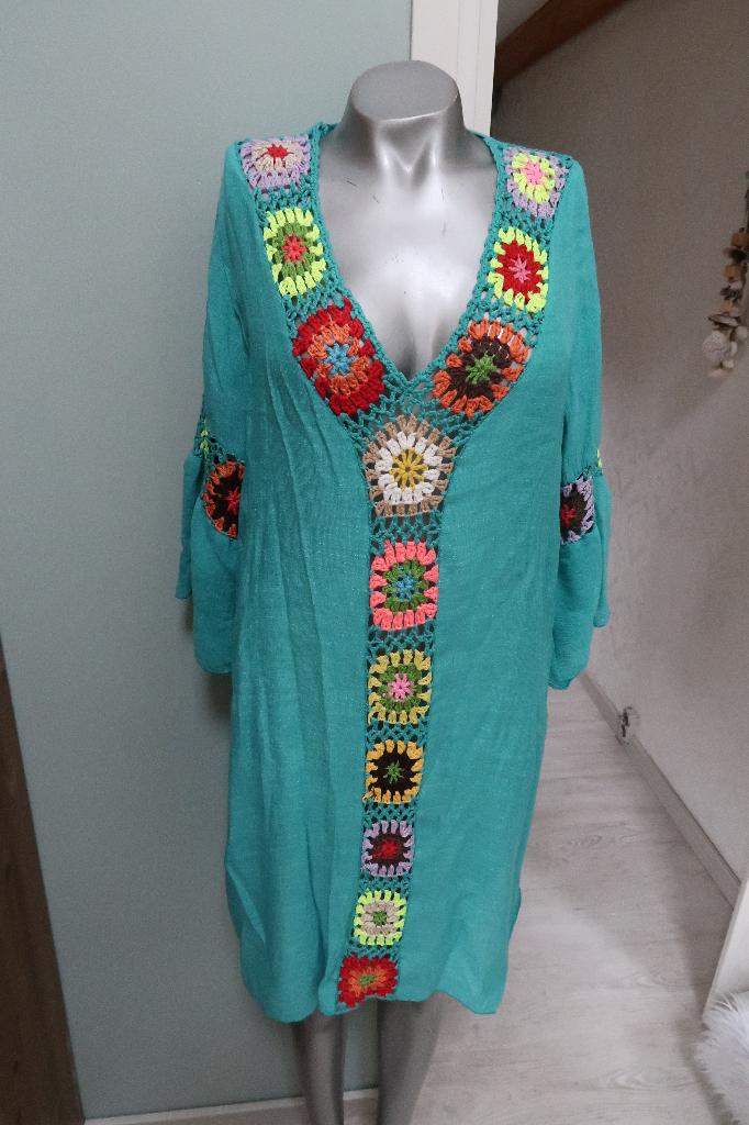 nieuw heerlijk lang zomer tuniek met bloemen  xl, Ophalen of Verzenden, Nieuw, Maat 46/48 (XL) of groter, Blauw