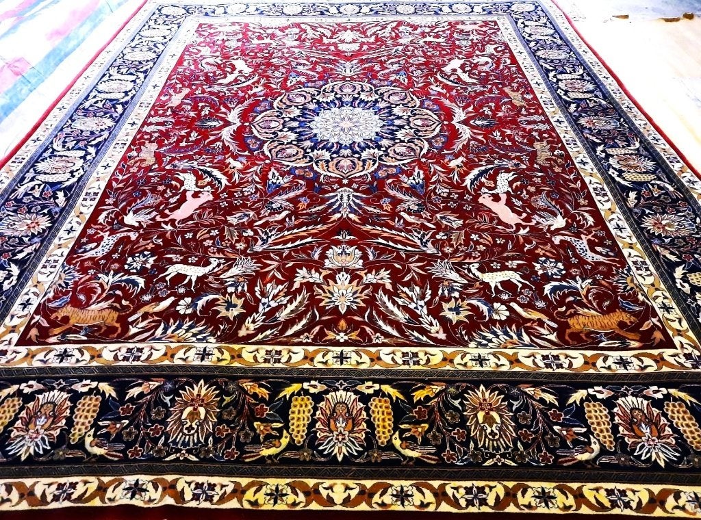 Perzische handgeknoopt tapijt (Isfahan) Uit Iran- 305x245 cm, Ophalen, 200 cm of meer, Zo goed als nieuw, 200 cm of meer