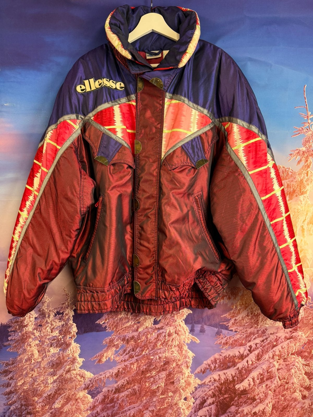 Vintage Foute Ski Jas van Ellesse maat 54 / L, Ophalen of Verzenden, Zo goed als nieuw, Maat 52/54 (L), Jack