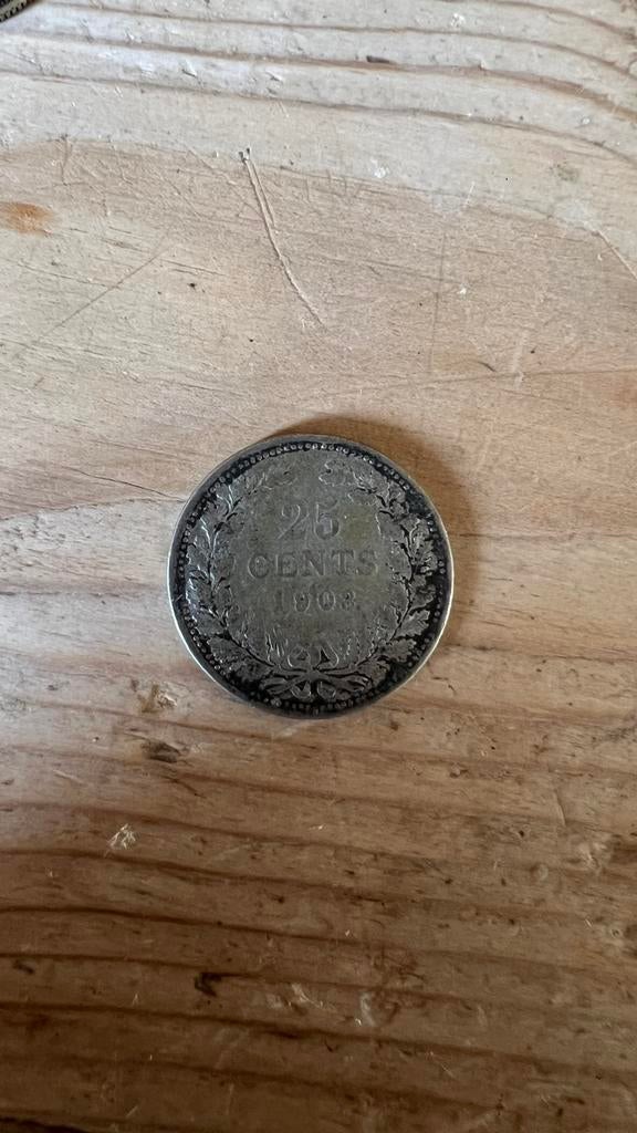 Zilveren Kwartje Koningin Wilhelmina 1903, Zilver, 25 cent, Ophalen of Verzenden, Koningin Wilhelmina