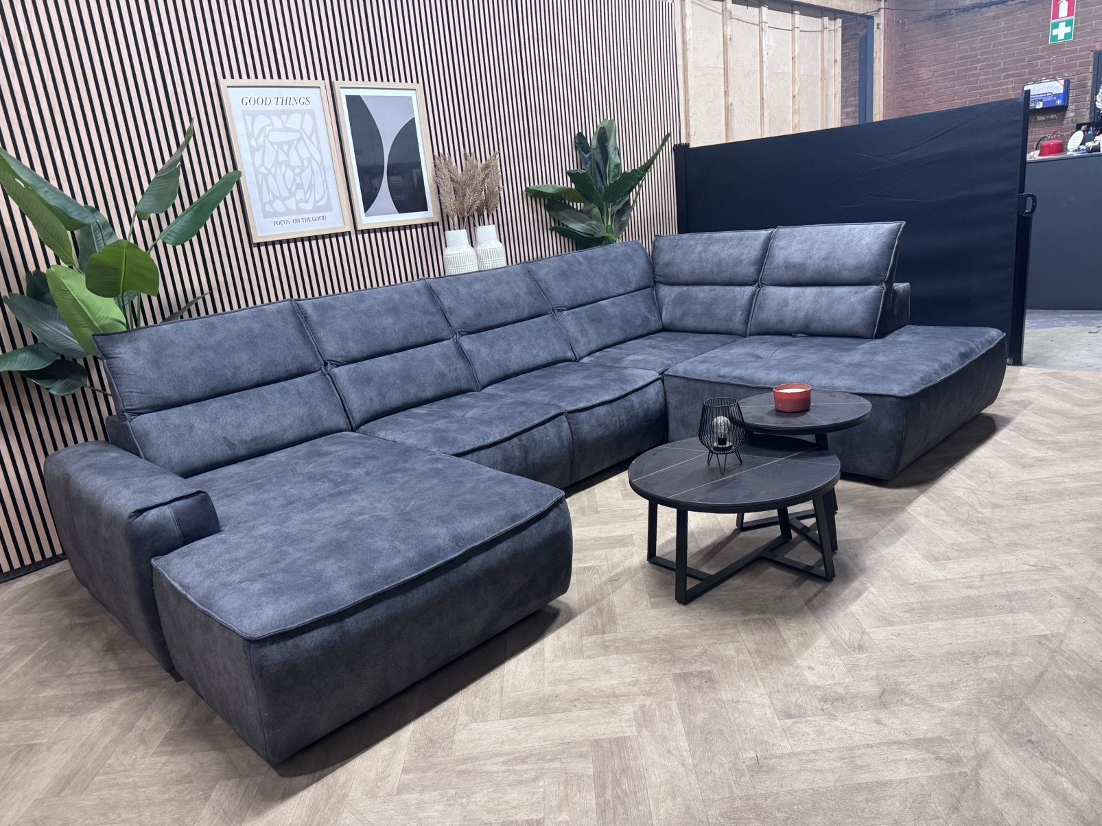 ZGAN Velvet Elektrische U-Bank/Slaapbank - Antraciet - 349cm, -, -, Hoekbank, Ophalen of Verzenden