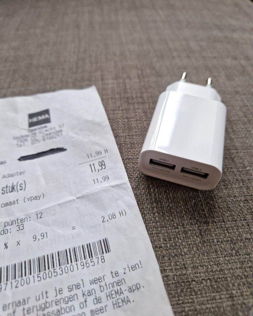 HEMA usb A oplader met 2 poorten, Verzenden, Adapter, Nieuw, Samsung