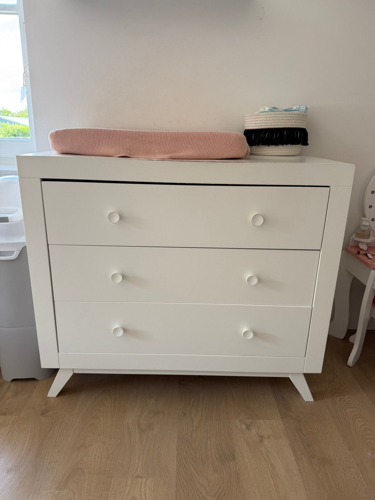Witte Commode met 3 Lades - Ideaal voor Babykamer, Ophalen, Gebruikt, 50 tot 70 cm, 75 tot 100 cm