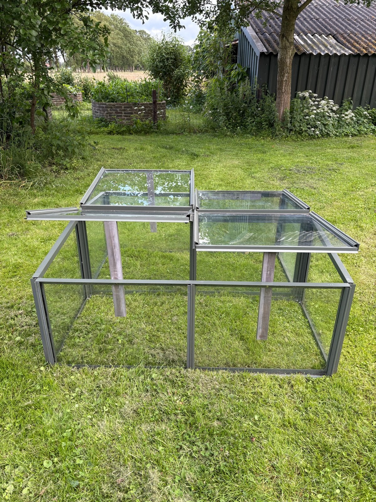 Kweekkas van glas en aluminium, Tuin en Terras, Kassen, Ophalen, Gebruikt, Kweekkas, Glas