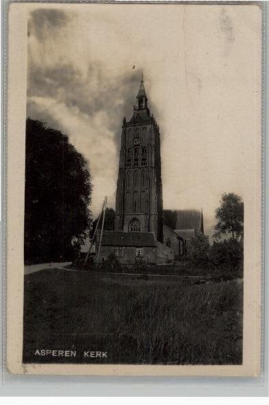 Asperen Kerk FOTOKAART st 1939, Ophalen of Verzenden, 1920 tot 1940, Gelopen, Zuid-Holland
