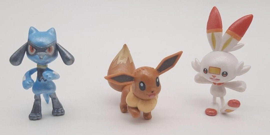 Pokemon 3 mini "glitter" figuren WCT Eevee Riolu Scorbunny, Ophalen of Verzenden, Zo goed als nieuw, Overige typen