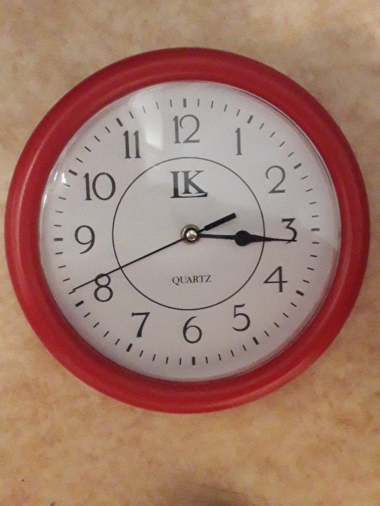 rode wandklok rond, Wandklok, Analoog, Werkt op batterijen, Ophalen of Verzenden