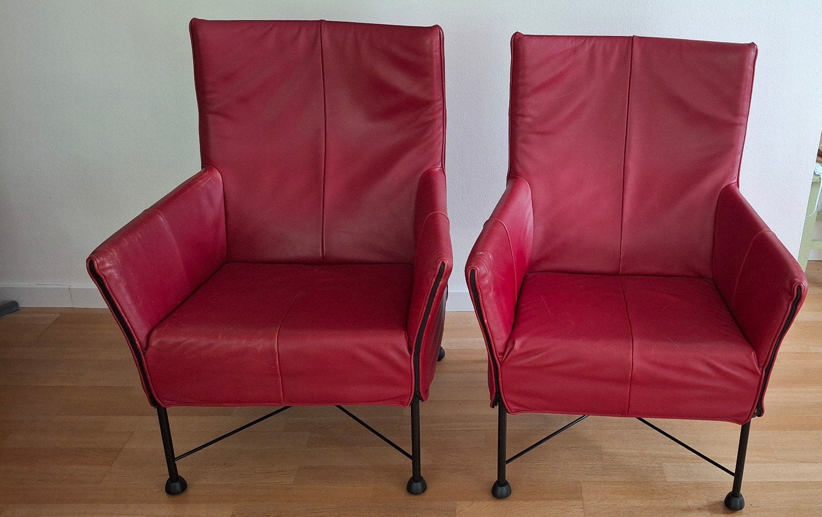 Gerard van den Berg - Montis Charly fauteuil., Huis en Inrichting, Fauteuils, Gebruikt, Leer, Metaal, 50 tot 75 cm, 75 tot 100 cm